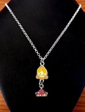 Disney 20" .925 Sterling Silver Necklace w/ "Aurora / Tiara" Double Charms NEW
