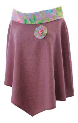 Atemberaubender Brombeer Rosa Tweed Poncho Cape Halstuch mit Maulbeer Design Rollkragen
