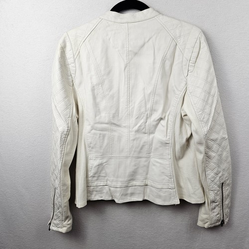 Black Rivet Jacket Woman’s Size Large White Front Zip See Photos For Defects - Picture 5 of 7