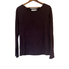 LOFT Cotton Blend Scoop Neck Lacey Semi Sheer Top 