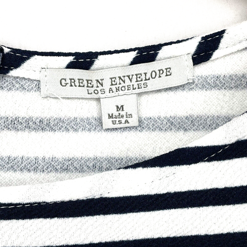 Blusa Los Angeles verde busta a righe taglia M made in USA campana maniche a 3/4 - Foto 2 di 7