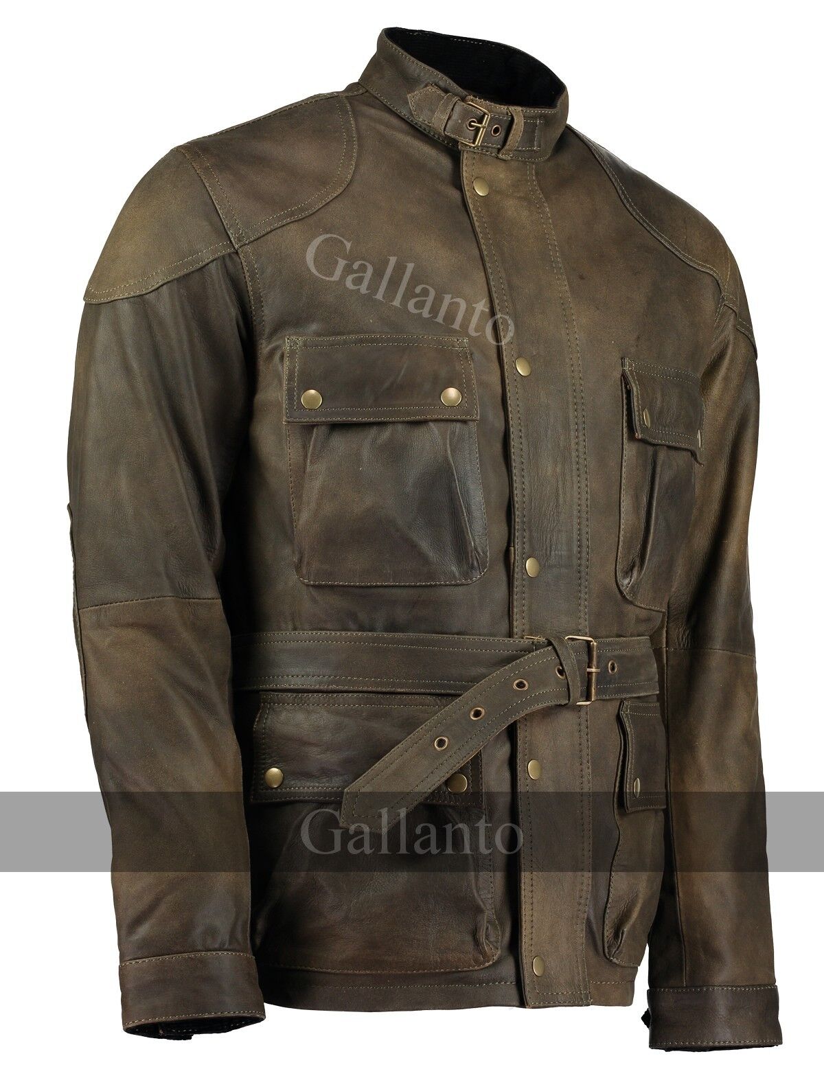 Olive Green Benjamin Button Biker Mens Leather Jacket Motorcycle ...