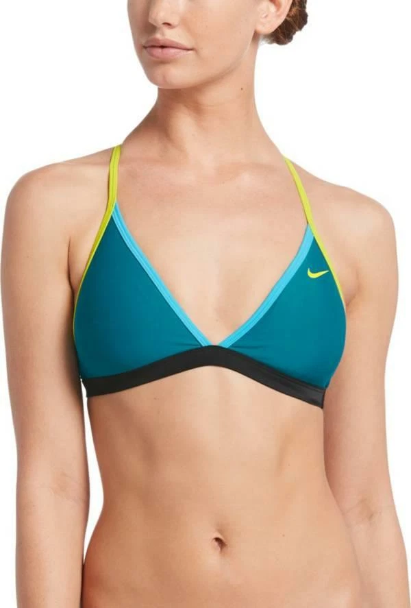 Nike Solid T-Back Bikini Top Women&#039;s Swimsuit Green Blue, Black |