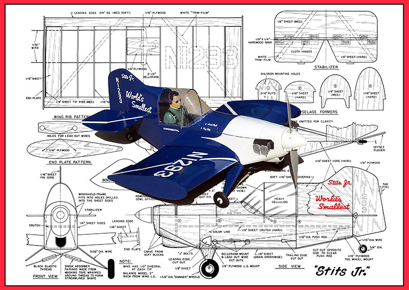 Model Airplane Plans (UC): Stits Jr. 1/6 Scale 18