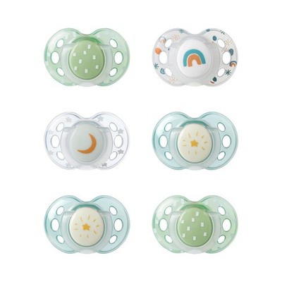 Tommee Tippee Night Time Pacifier, 18-36 Month (Pack of 6), Pink Pastels