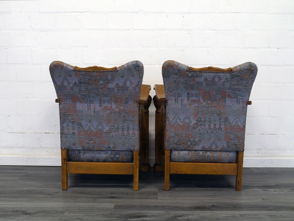 2 Vintage Lounge Sessel 50er Jahre Clubsessel aus Eiche Polstermöbel -11850- - Bild 4 von 4