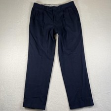 Ralph Lauren Pants Mens 34x30 Blue Pleated Cuffed Stretch Dress Trousers Formal