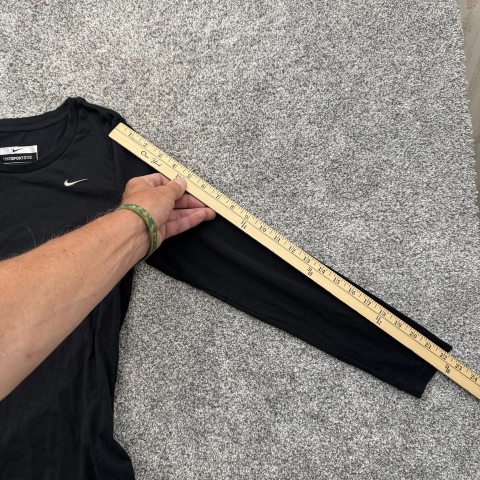 Camisa Nike Mujer Pequeña Negra Manga Larga Dri-FIT Camiseta Rendimiento Atlético Foto 4 de 4