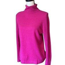 Vintage C by Bloomingdales 100 Cashmere Pink Magenta Turtleneck Sweater Large