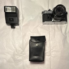 Canon AE-1 Vintage SLR Camera Black Silver with Flash and Case