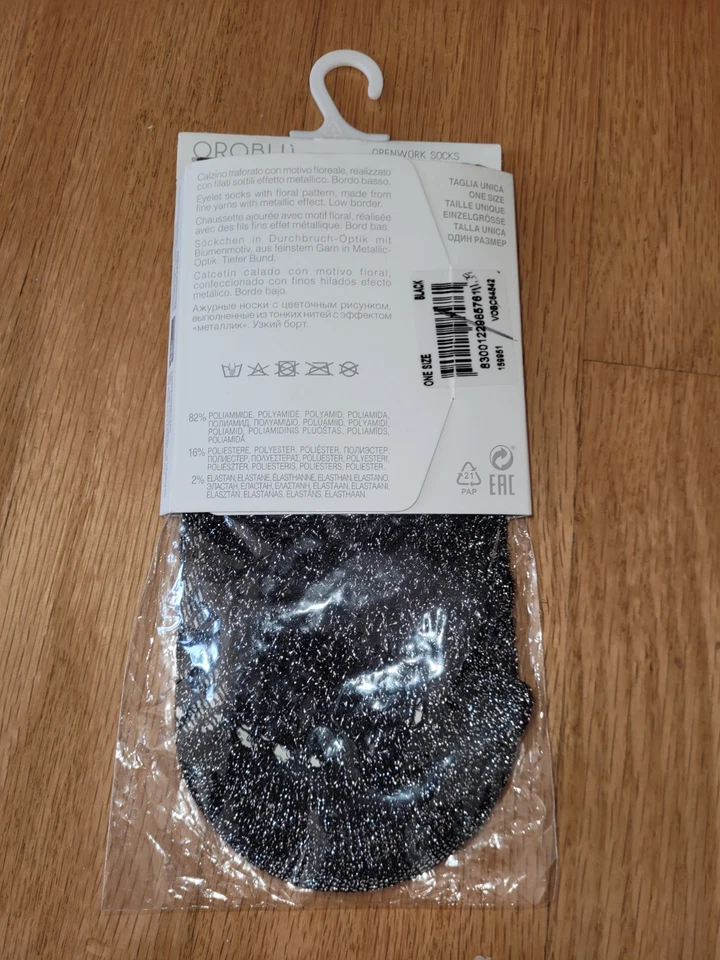 Calcetines al tobillo elegantes calados negros metálicos Oroblu talla única Foto 3 de 4