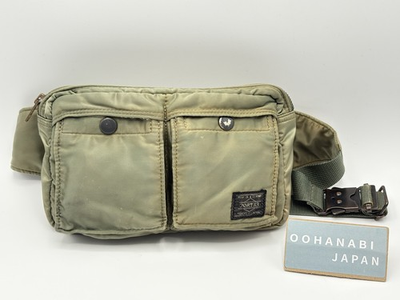 #ad YOSHIDA PORTER TANKER Nylon Shoulder Waist Bag Khaki Sage Green Used $115.89