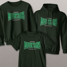 Vermont Green Mountains Script, Adult Unisex T-shirt, Sweatshirt, Hoodie, S-XXL