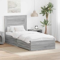 Bettrahmen Graue Sonoma Und Silber 75 X 190 Cm Holzwerkstoff