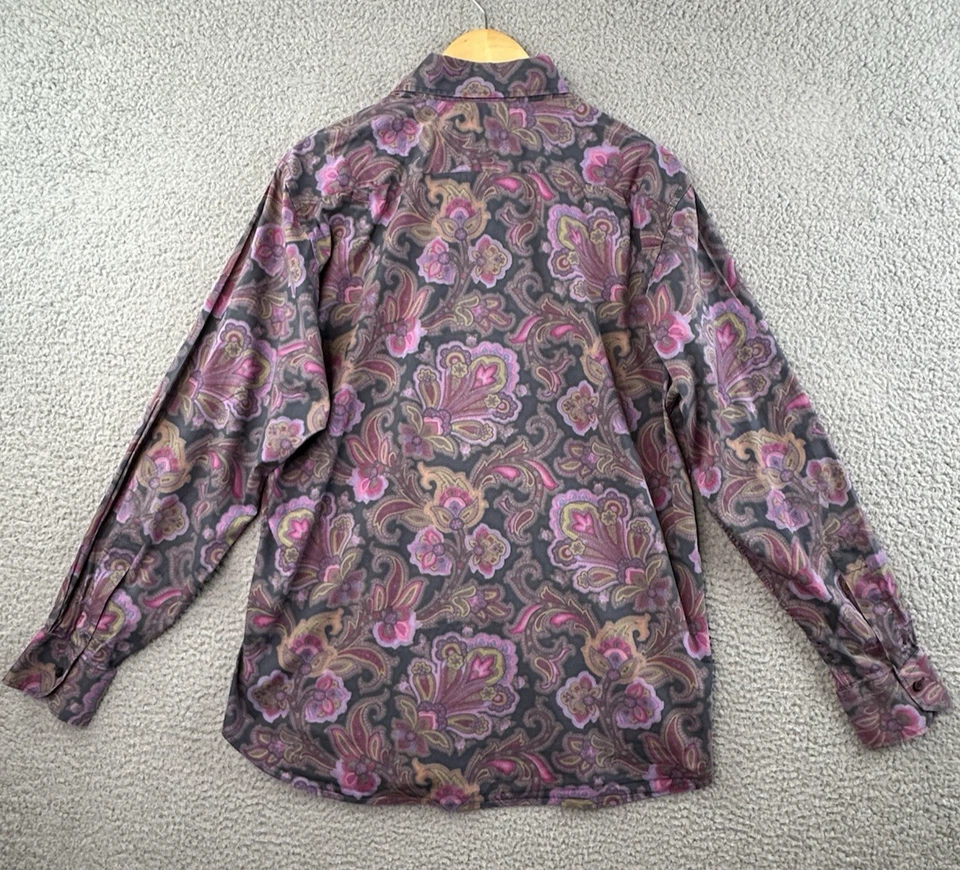 Camisa Etro Para Hombre Talla 44 Púrpura Floral Cachemira Manga Larga Camisa Abotonada Foto 3 de 4