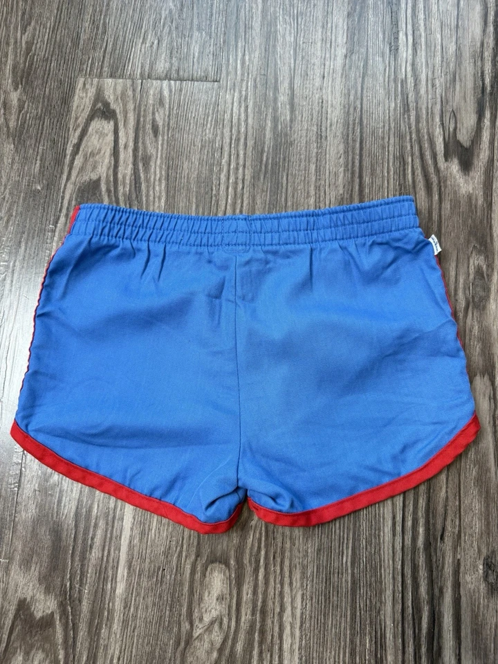 Shorts de corrida vintage 1980 Levi’s EUA Jogos Olímpicos acabamento azul vermelho, tamanho pequeno - Imagem 3 de 4