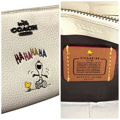 COACH Snoopy Long Wallet 16122B Zip Around Leather Chalk White