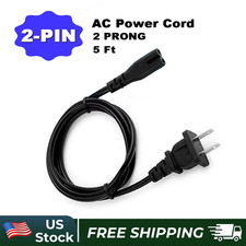 AC Power Cord,2 Prong Power Cord 5FT Standard 2-Slot Replacement PS5 4 3 2 US