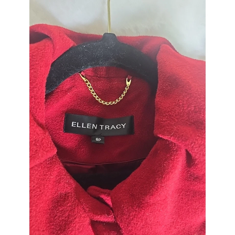 Abrigo Ellen Tracy Pea Mujer 8P Lana Angora Chaqueta Invierno Otoño Vacaciones Navidad Foto 3 de 4