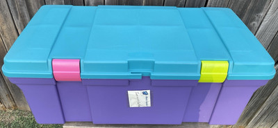 Vintage 1991 Rubbermaid Keepers Tote Locker Aqua Color Block Storage Tote 2156
