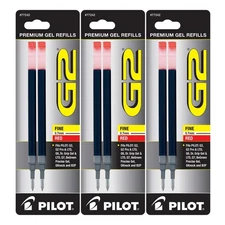 Pilot G2 Gel Ink Pen Refills 0.7mm Fine Point Red Ink Set of 6 Premium Quality