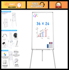 Portable Magnetic Dry Erase Easel - Adjustable Tripod 36"x24" Whiteboard for Off