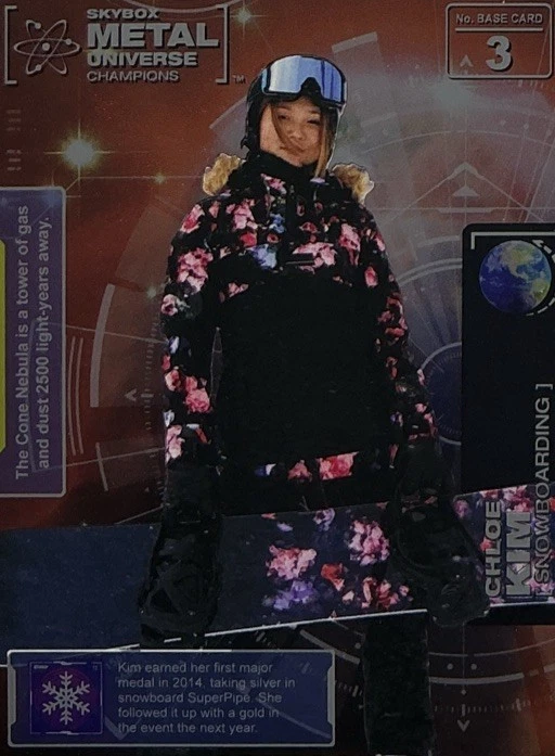 Chloe Kim PSA 8 - 2021 Skybox Metal Universe Champions -Snowboard-15 medallas de oro Foto 4 de 4