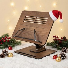 Vigo Wood Book Stand for Reading 360  Adjustable, Wooden Laptop Stand, Walnut