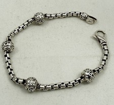 JAI John Hardy Sterling Silver Hammered Bead Box Chain Bracelet 7” 15.2 Grams