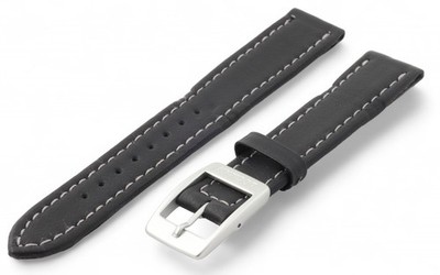 18mm Genuine LOCMAN Black Calf Leather Grey Stitch Watch Strap Band & Buckle