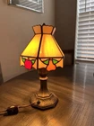 Vintage 1989 Tiffany Style, 6 Panels, , Stained Glass Small Table Lamp 11”/6”