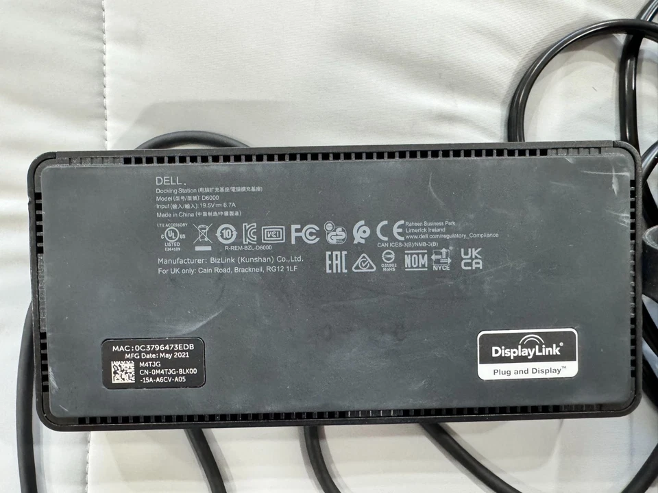 Estación de acoplamiento universal Dell D6000 con adaptador de CA de 130 W DisplayLink USB-C/USB 3.0 Foto 4 de 4