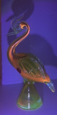 Murano Uranglas / Manganese Glas AVEM Vogel Uran/ Manganese