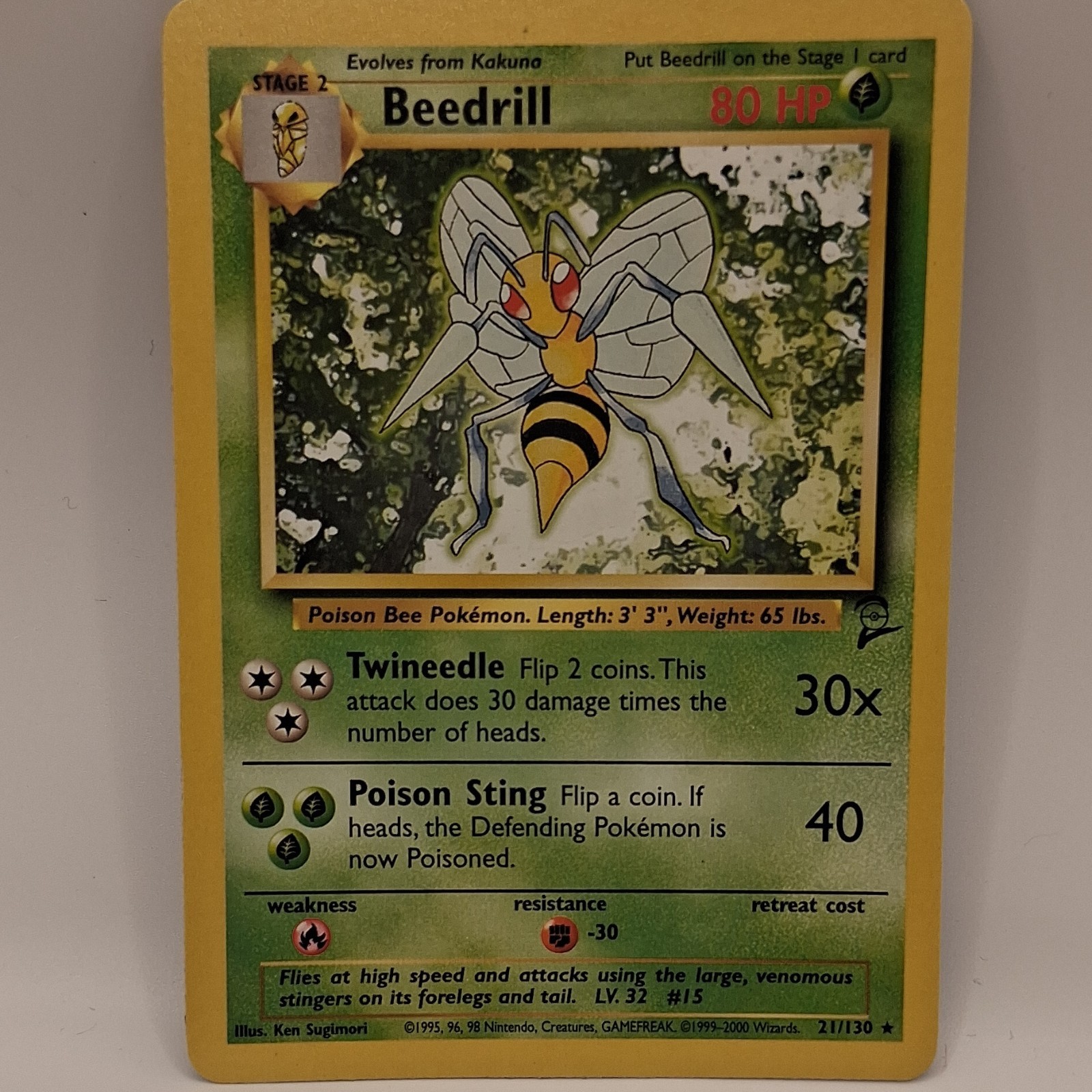 Pokémon Beedrill Base Set 2 21/130 Nintendo Wizards TCG English Vintage Card