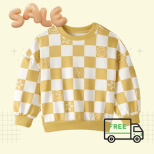 BIG SALE Little Sleepies Cheery Checks Drop Shoulder Crewneck Sweatshirt Soft