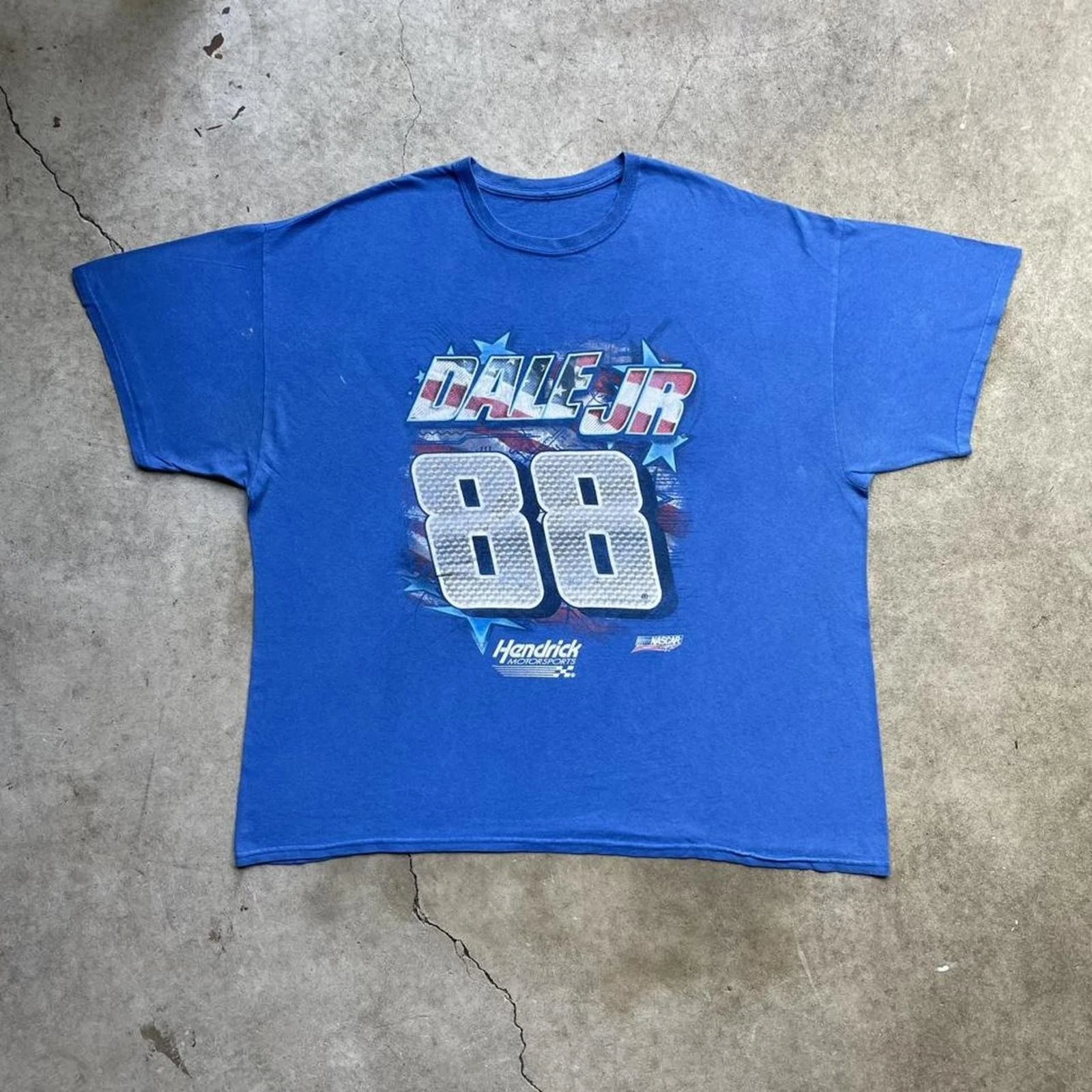 Vintage 2000s Nascar Dale Earnhardt Jr #88 Stars & Stripes Graphic Cars T-shirt