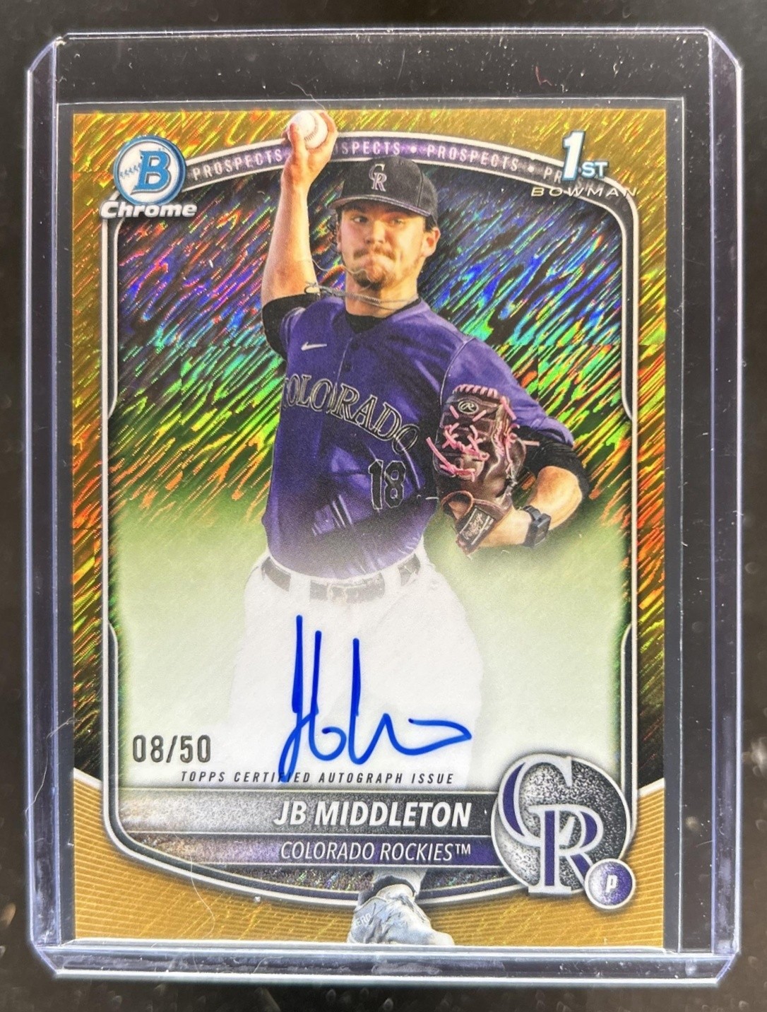 2025 Bowman Draft JB Middleton Chrome Auto Gold Shimmer Refractor 1st #/50