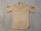 Vintage US Army Shirt Mens Medium Tan 60s 70s Cotton Uniform Military Vietnam
