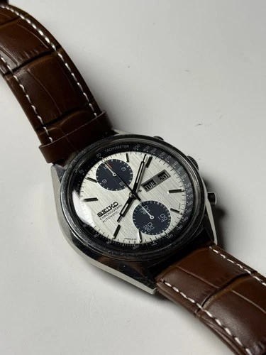 Seiko Panda 6138-8020 Automatic Chronograph Silver Dial Vintage