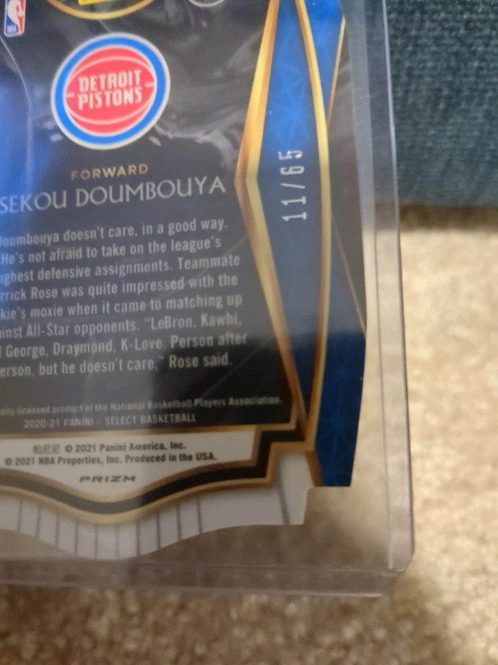 SEKOU DOUMBOUYA 2020-21 SELECT PREMIER LEVEL ORANGE PRIZM DIE CUT /65 YY10 - Image 3 of 3