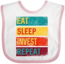 Inktastic Stock Broker Eat Sleep Invest Repeat Baby Bib Humor Money Clothing