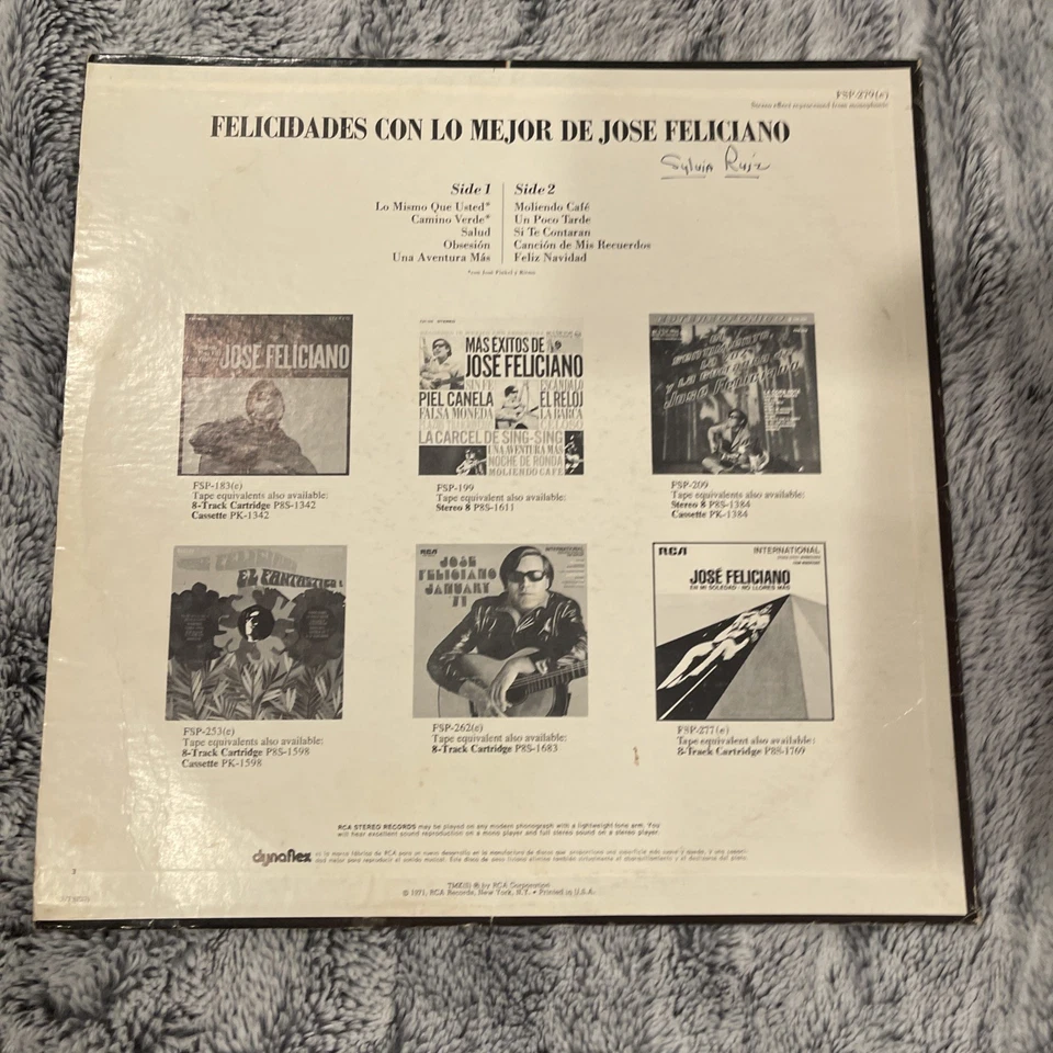 1971  Felicidades Con Lo Mejor JOSE FELICIANO US LP RCA FSP4383 Latin Pop - Image 2 of 4