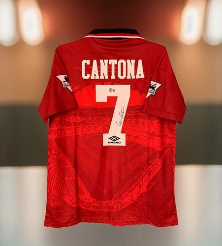 Eric Cantona Signed Autographed MU Home Jersey Soccer Shirt with Beckett COA