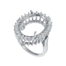 Semi Mount Ring 925 Sterling Silver Ring Gemstone Setting Size 18x13 MM Oval Cut