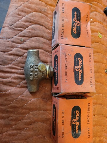 LOT OF 3 OHIO BRASS 1/2" BRONZE SWING CHECK VALVE SOLDER ENDS 125 WSP 200 WOG
