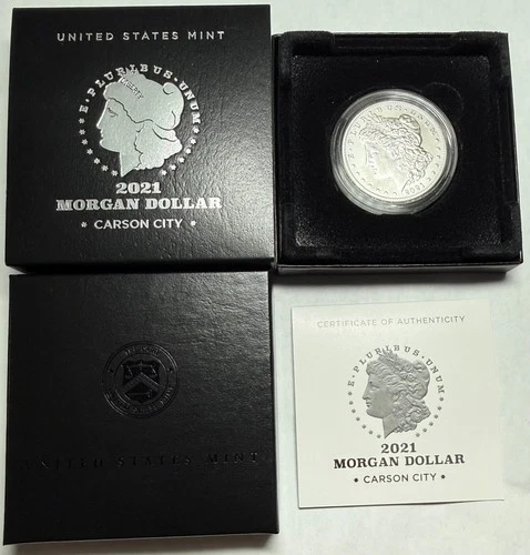 2021 Carson City CC privy mark Morgan silver dollar. White gem BU, in OGP. #nar