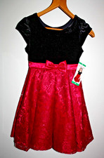 Jona Michelle Big Girl's Elegant Velvet Twinkling Lace Fanciful Dress- size 8