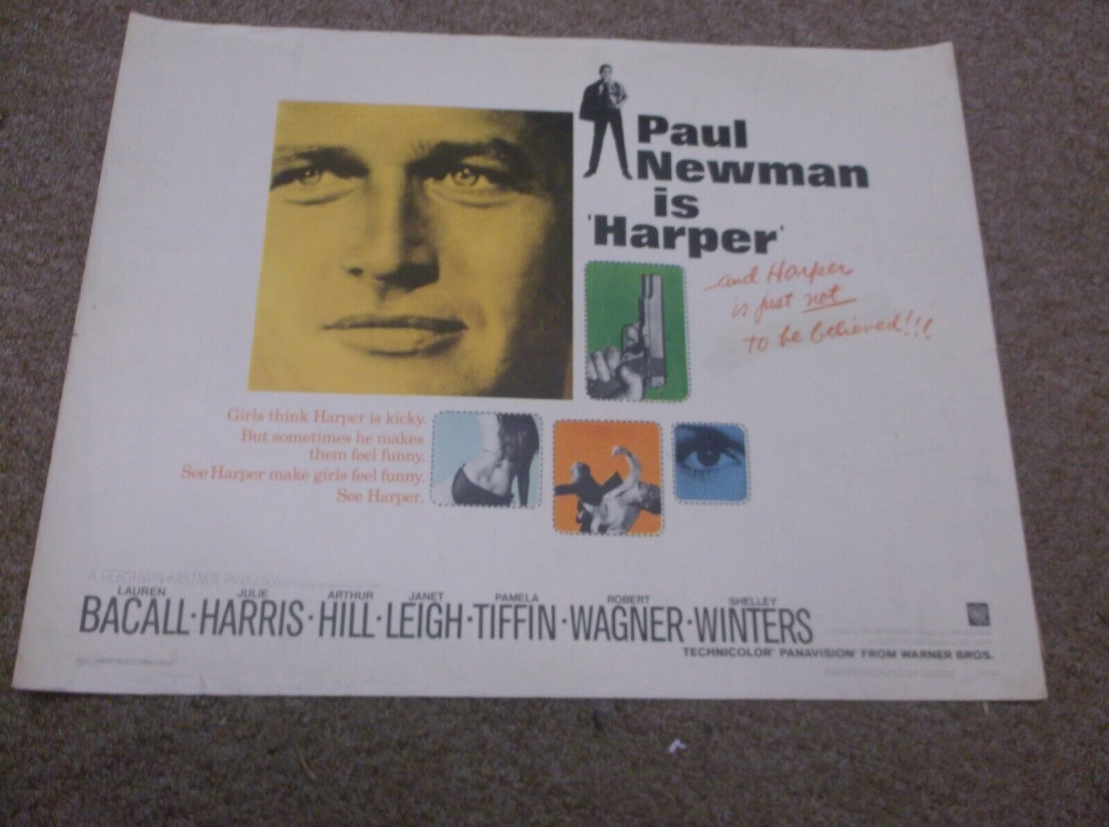 HARPER (1966) PAUL NEWMAN ORIGINAL 1/2 SHEET POSTER 22
