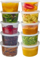 12 oz Round Deli Food/Soup Storage Containers w/ Lids Microwavable Clear Plastic