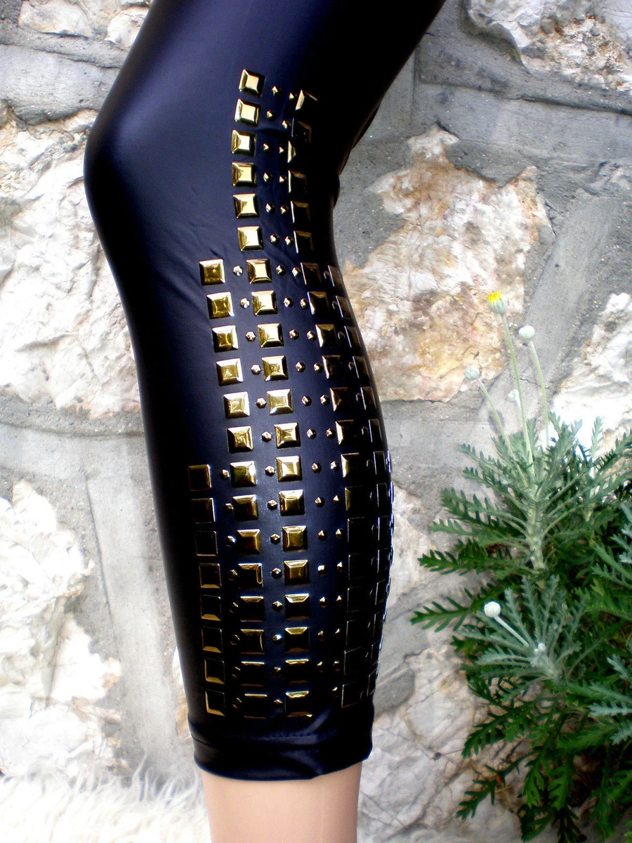 LEGGING OPAQUE NOIR EFFET CUIR clout BRONZE. 5801. eBay